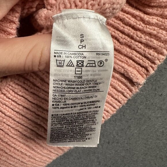 Old Navy Sweater Womens Small Pink Tunic Length V Neck Long Sleeve 100% Cotton - Picture 7 of 13